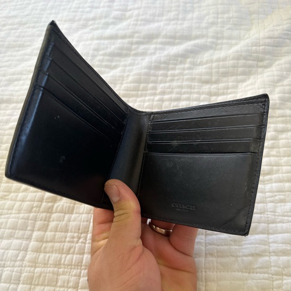 Men’s Coach Wallet billfold genuine leather black - Picture 2 of 14